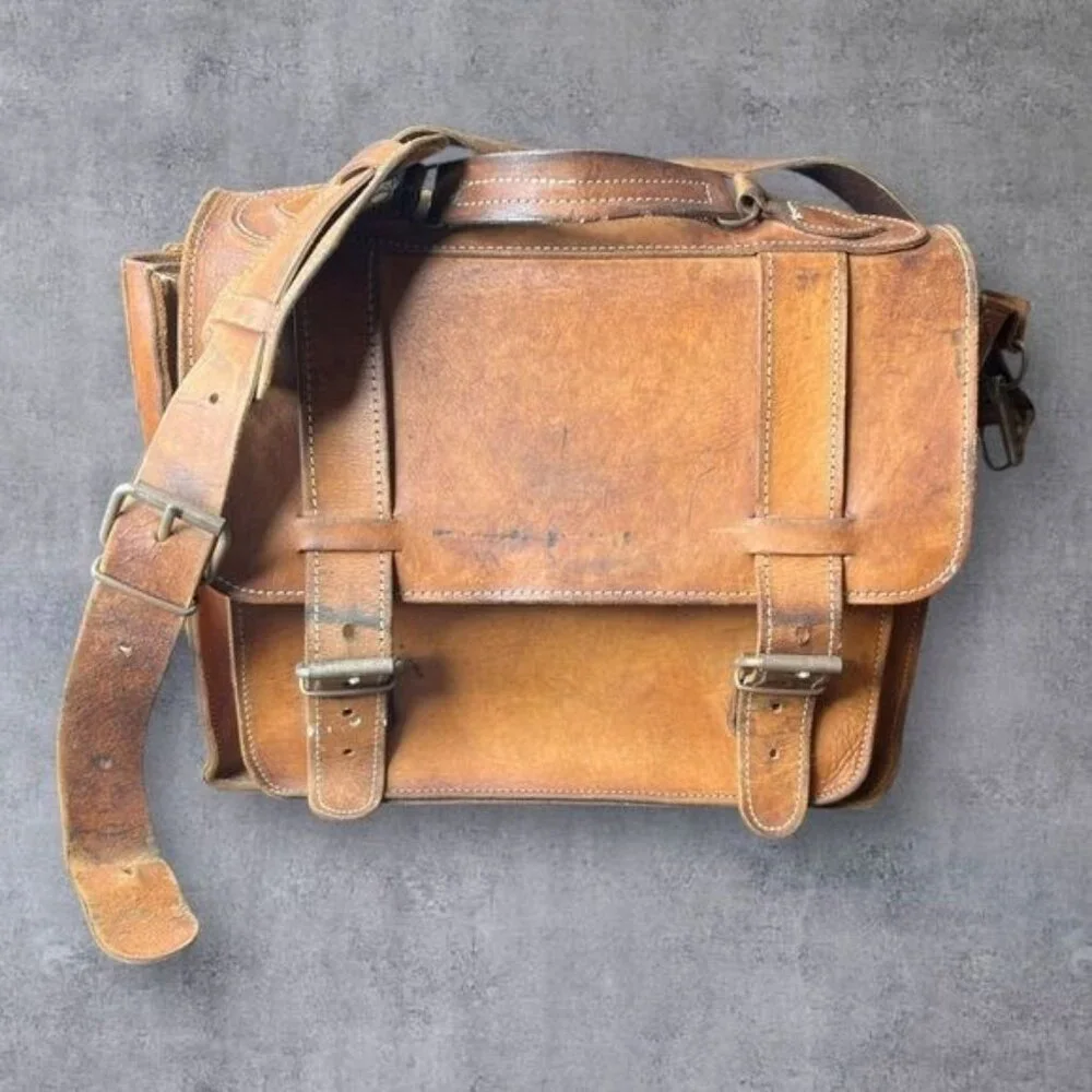 Vintage Leather Messenger Bag